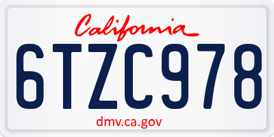 CA license plate 6TZC978