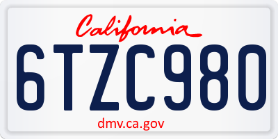 CA license plate 6TZC980