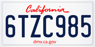 CA license plate 6TZC985