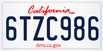 CA license plate 6TZC986