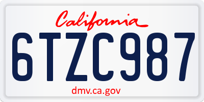 CA license plate 6TZC987