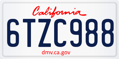 CA license plate 6TZC988