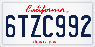 CA license plate 6TZC992