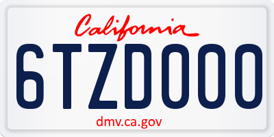 CA license plate 6TZD000