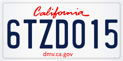CA license plate 6TZD015