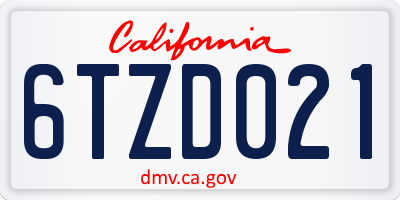 CA license plate 6TZD021