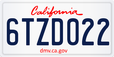 CA license plate 6TZD022