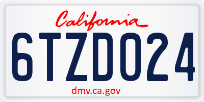 CA license plate 6TZD024