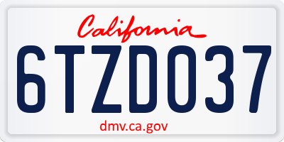CA license plate 6TZD037
