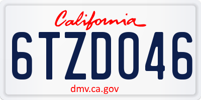 CA license plate 6TZD046
