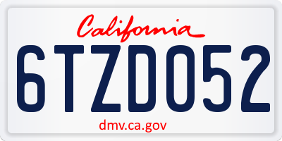 CA license plate 6TZD052