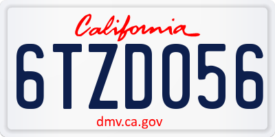CA license plate 6TZD056