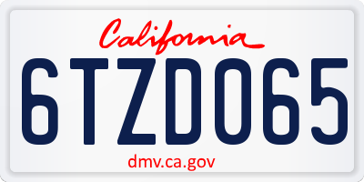 CA license plate 6TZD065