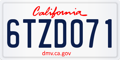 CA license plate 6TZD071