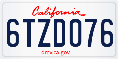 CA license plate 6TZD076