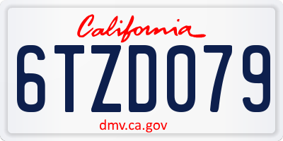 CA license plate 6TZD079