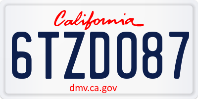CA license plate 6TZD087