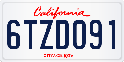CA license plate 6TZD091