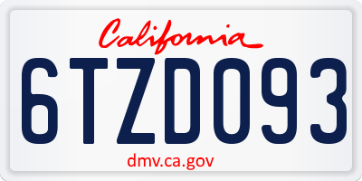 CA license plate 6TZD093
