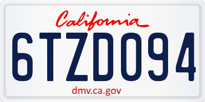 CA license plate 6TZD094
