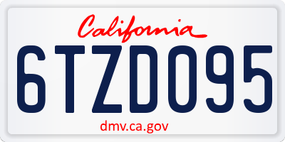 CA license plate 6TZD095