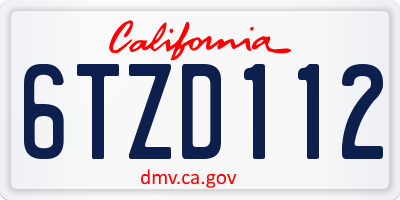 CA license plate 6TZD112