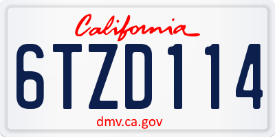 CA license plate 6TZD114