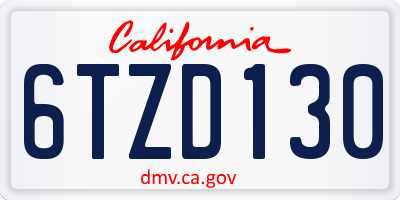 CA license plate 6TZD130
