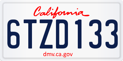 CA license plate 6TZD133
