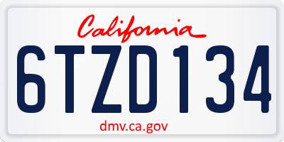 CA license plate 6TZD134