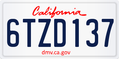 CA license plate 6TZD137