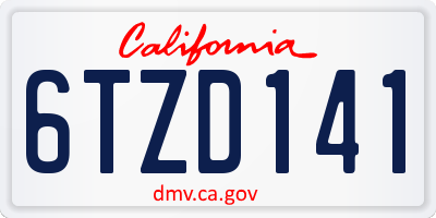 CA license plate 6TZD141