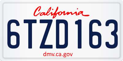 CA license plate 6TZD163