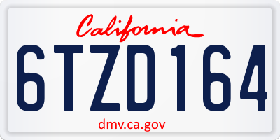 CA license plate 6TZD164