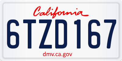 CA license plate 6TZD167