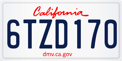 CA license plate 6TZD170