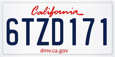 CA license plate 6TZD171