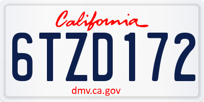 CA license plate 6TZD172