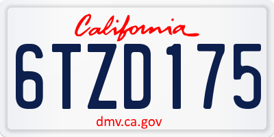 CA license plate 6TZD175