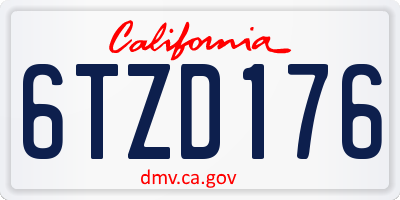 CA license plate 6TZD176