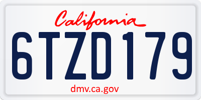 CA license plate 6TZD179