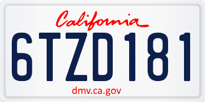 CA license plate 6TZD181