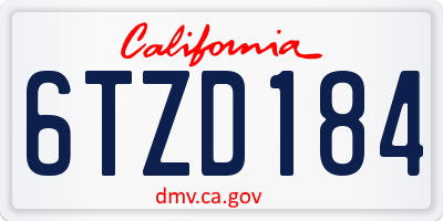 CA license plate 6TZD184