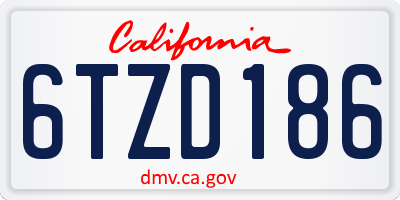 CA license plate 6TZD186