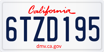 CA license plate 6TZD195