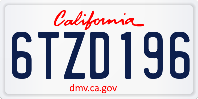 CA license plate 6TZD196