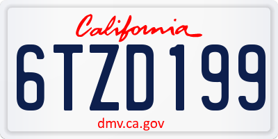 CA license plate 6TZD199
