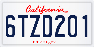CA license plate 6TZD201