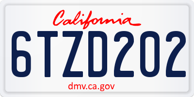 CA license plate 6TZD202