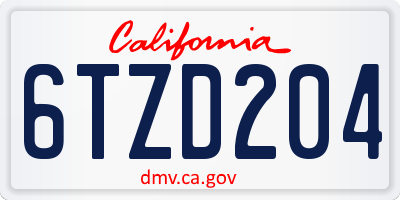 CA license plate 6TZD204